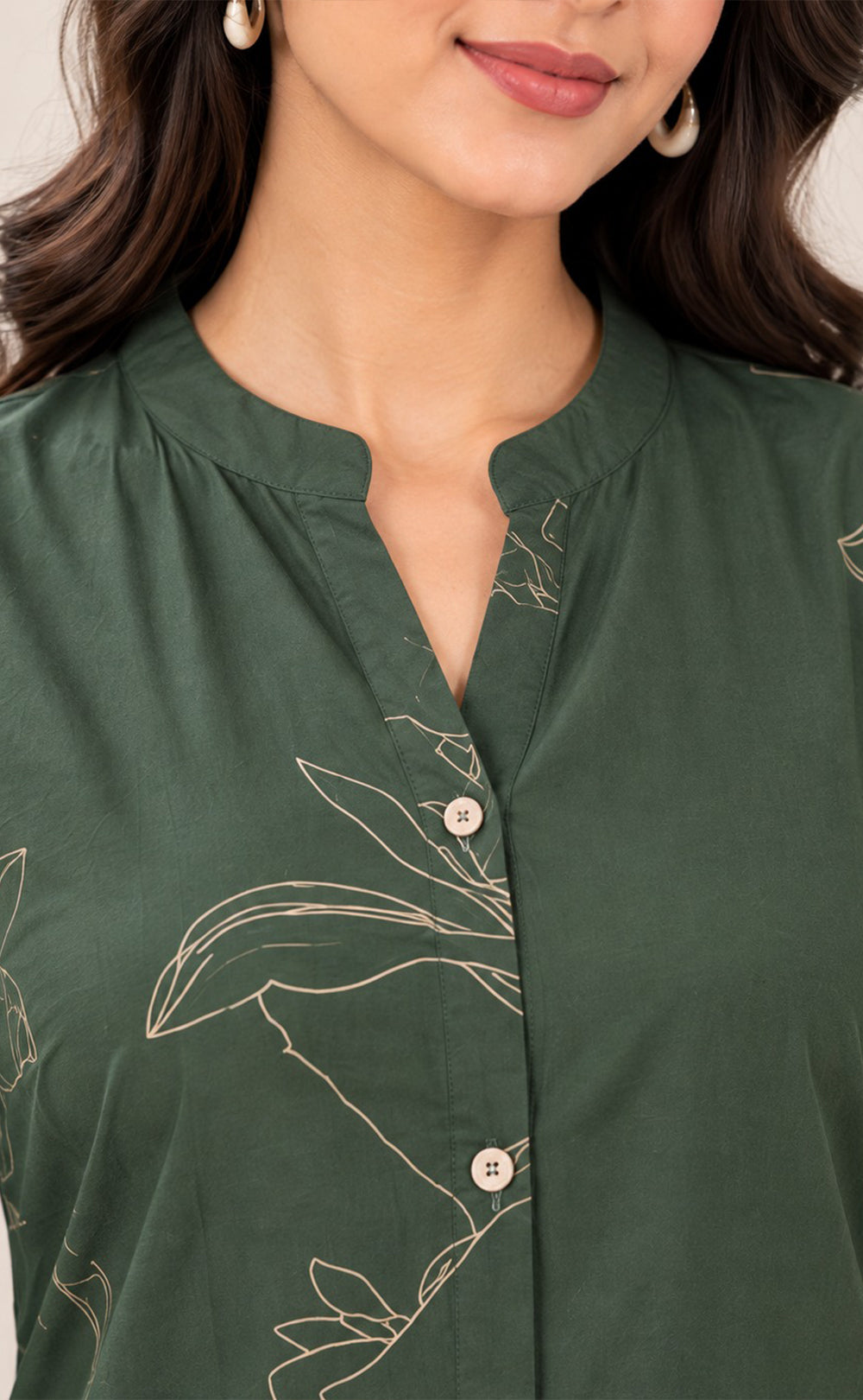 Dark Green Rayon All-Over Printed Straight Kurti