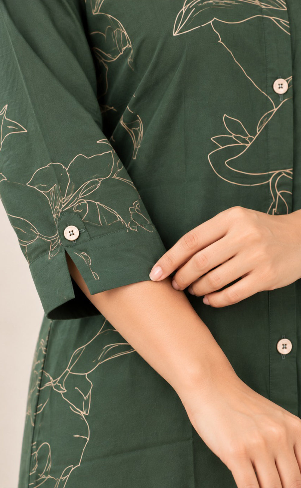 Dark Green Rayon All-Over Printed Straight Kurti