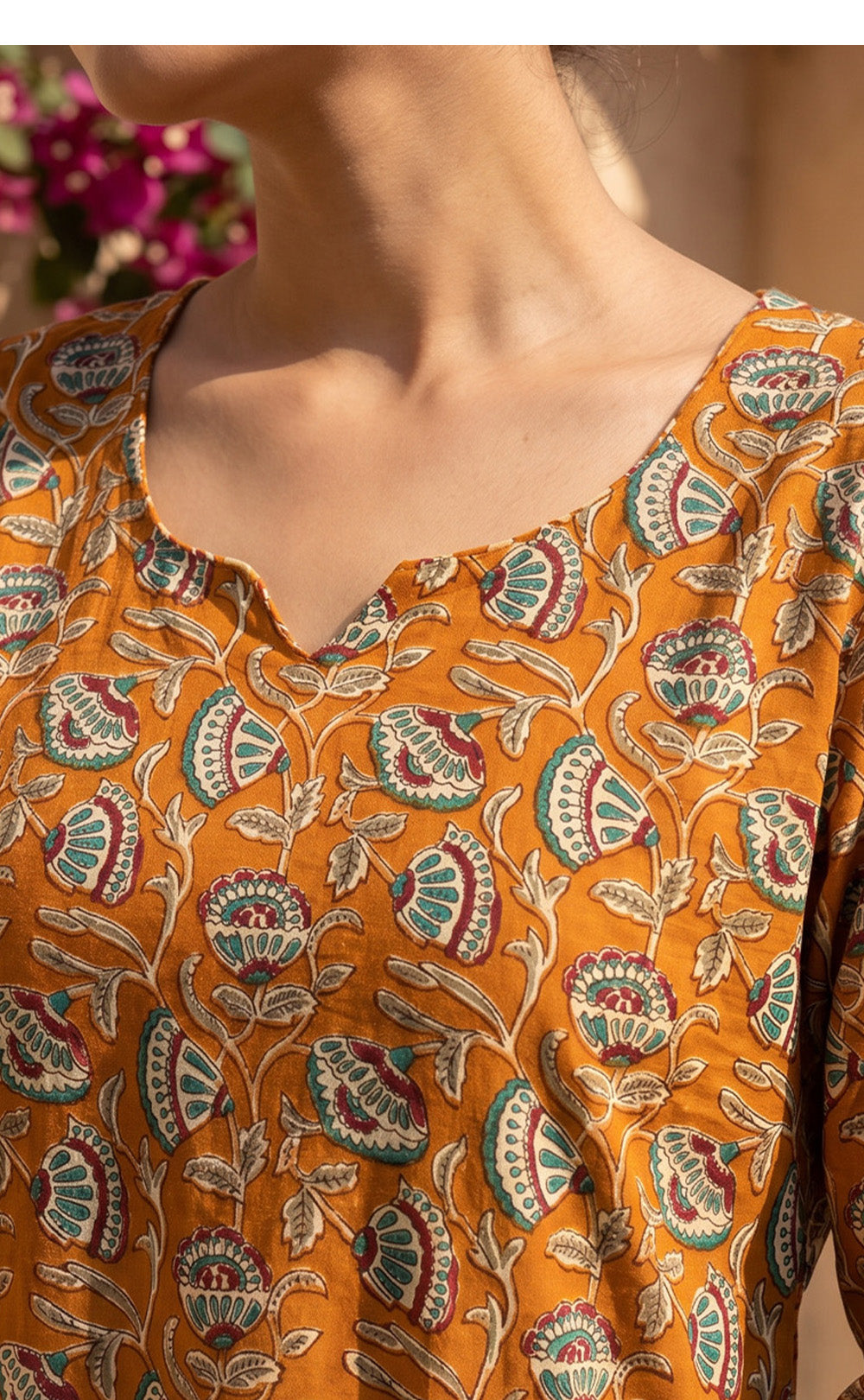 Warm Orange Cotton All-Over Floral Printed Patiyala Set