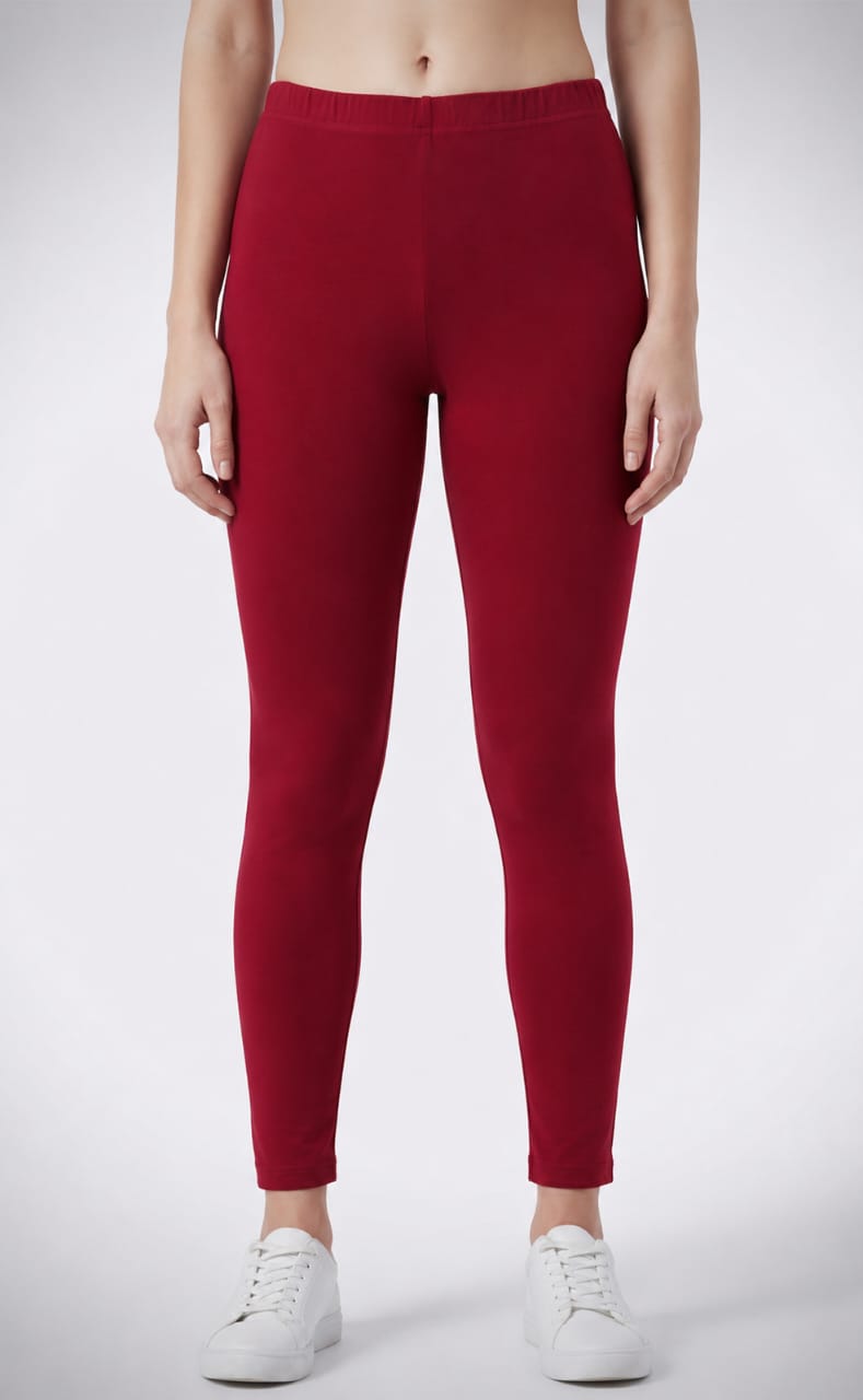 Marron Cotton Ankle Length Legging
