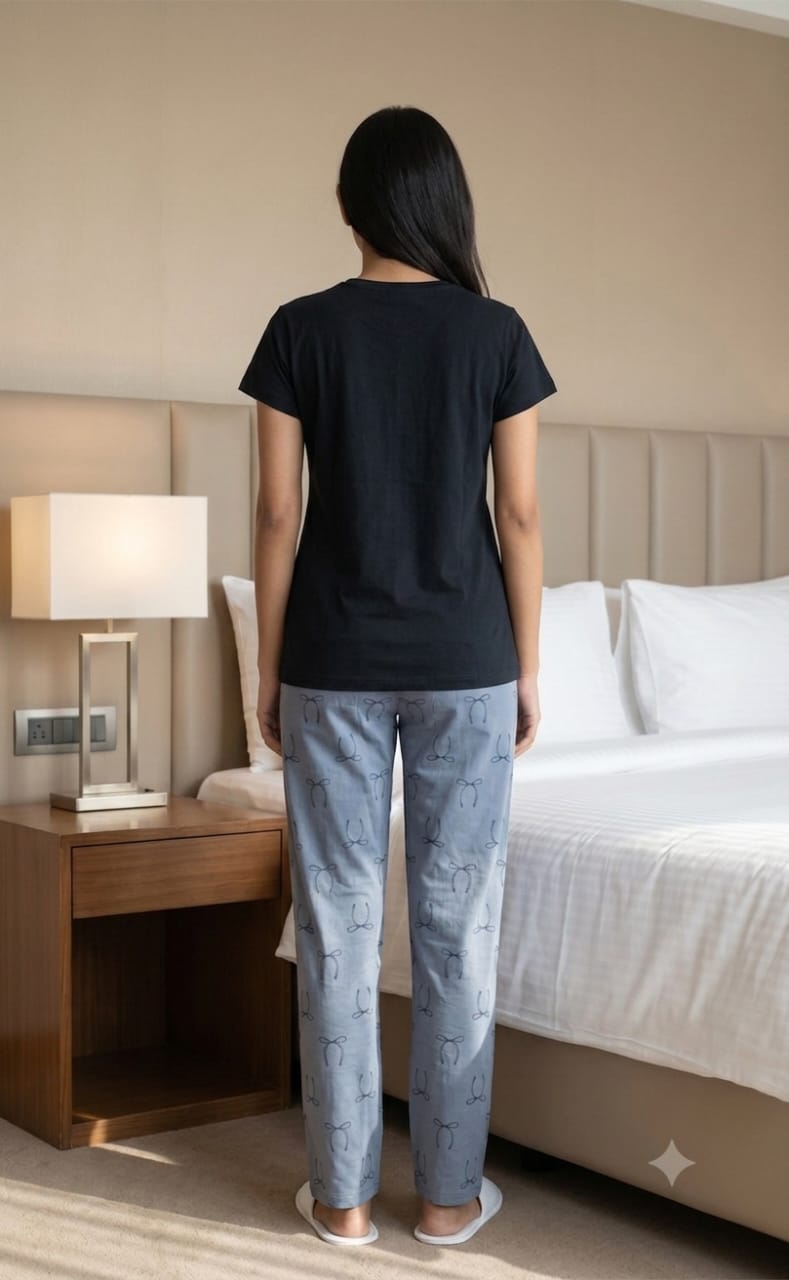 Navy Blue Plain Night Suit