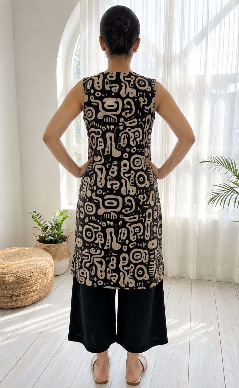 Black Cotton Abstract Printed Co-ord Set
