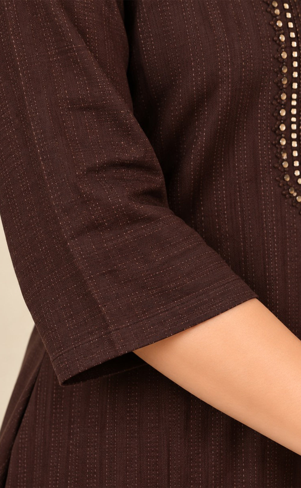 Dark Coffee Brown Fancy Sequence Work Co-ord Set