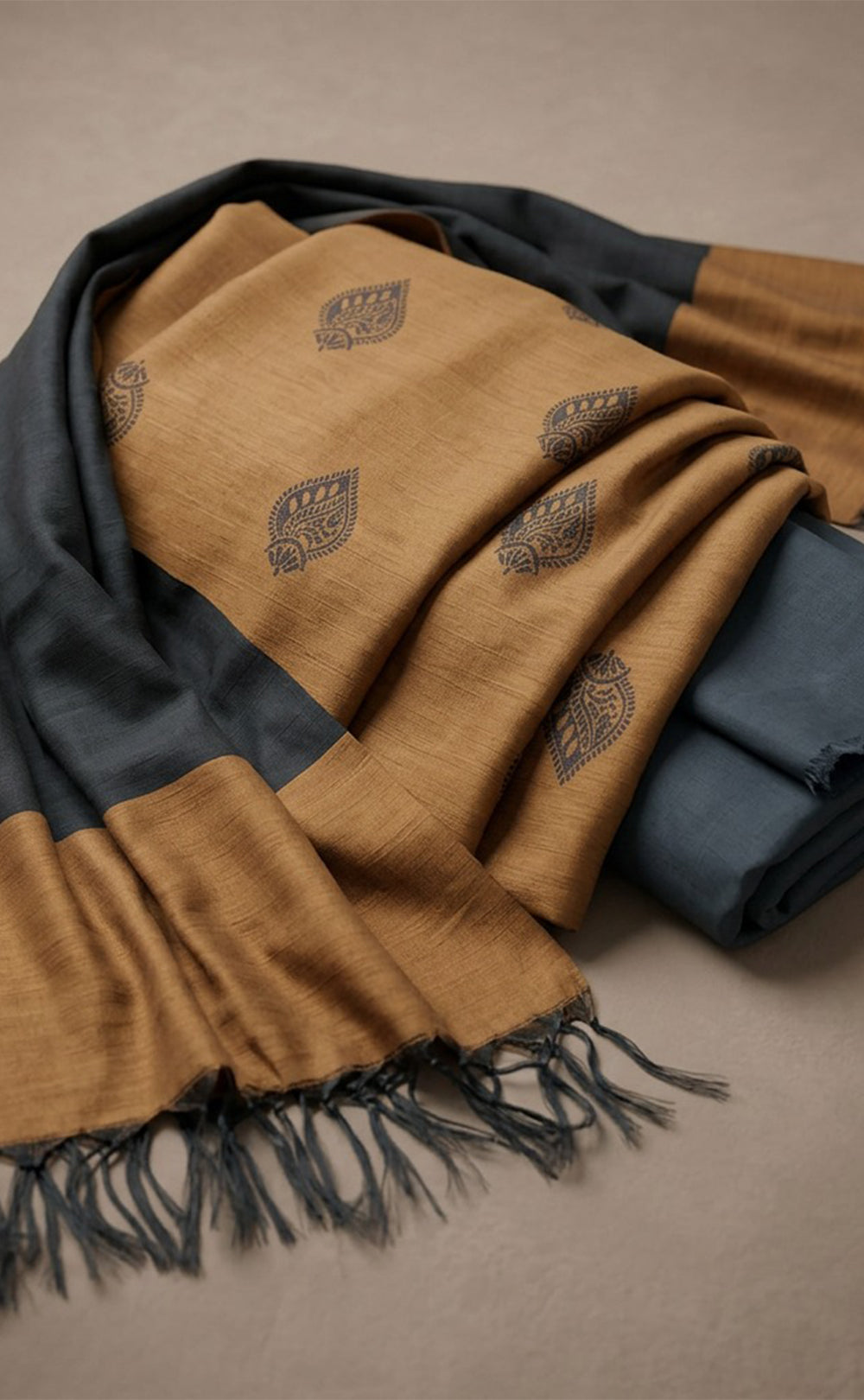 Black Chanderi Buti Work Un-Stitched Dress Material