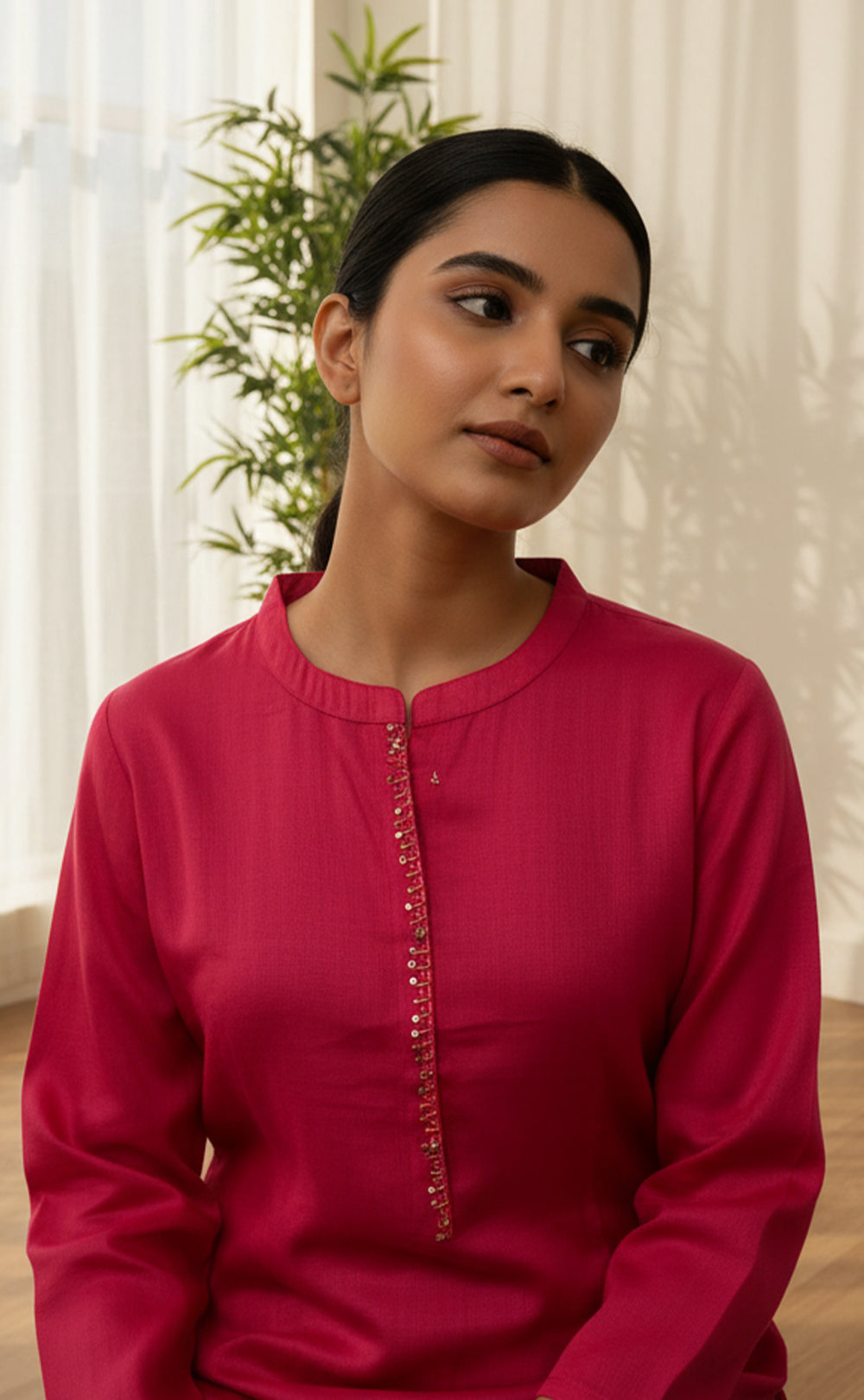 Rani Pink Maslin Silk Short Length Co-ord Set