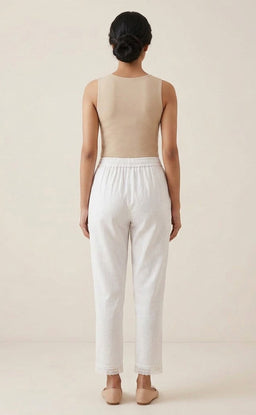 White Cotton Lace Work Palazzo Bottom