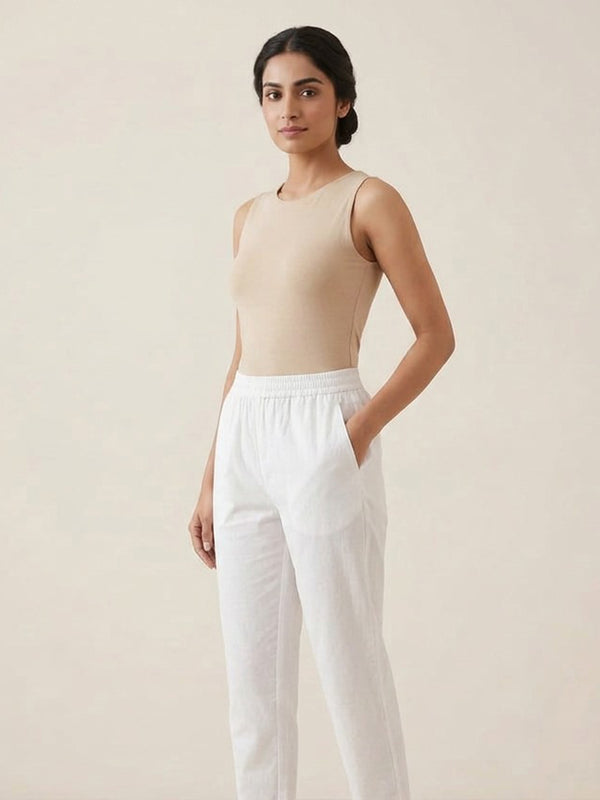 White Cotton Lace Work Palazzo Bottom