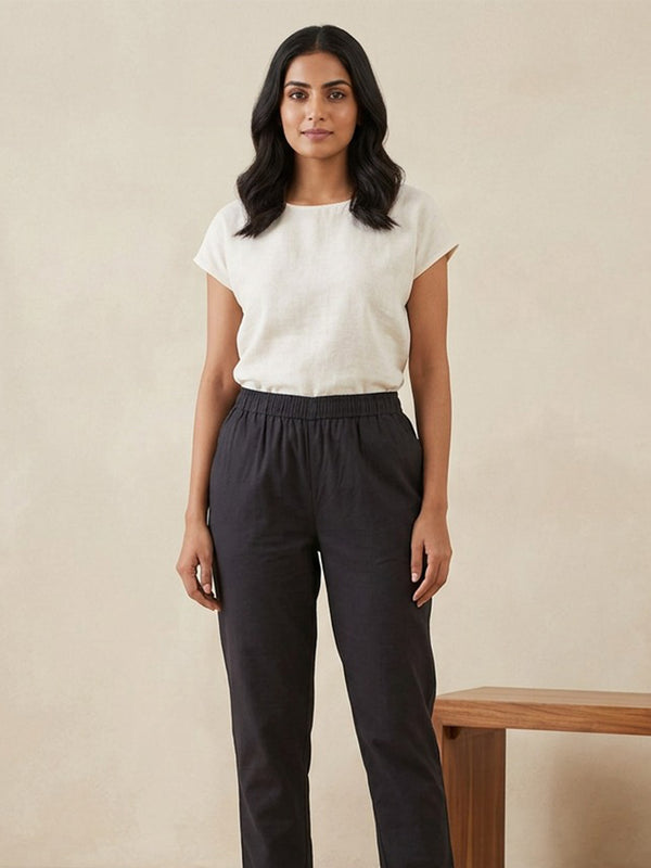 Black Cotton Lace Work Palazzo Bottom