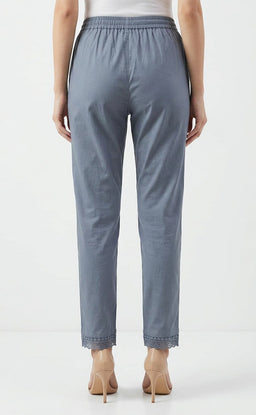 Grey Cotton Lace Work Palazzo Bottom