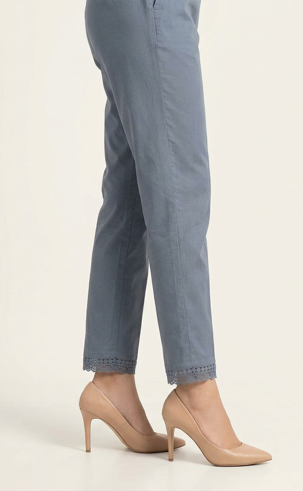 Grey Cotton Lace Work Palazzo Bottom