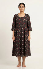 Dark Grey Rayon All-Over Printed Feeding Kurti