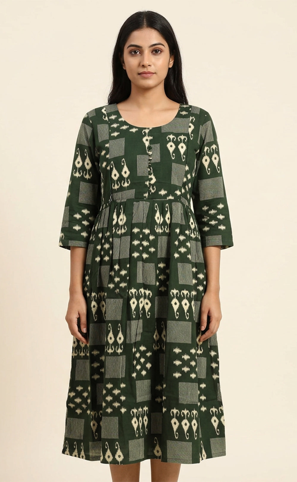 Green Rayon All-Over Printed Feeding Kurti