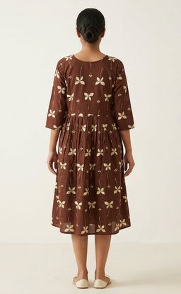 Brown Rayon All-Over Floral Printed Feeding Kurti