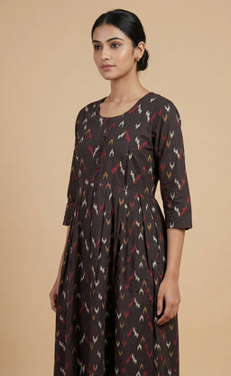 Dark Grey Rayon All-Over Printed Feeding Kurti