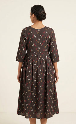 Dark Grey Rayon All-Over Printed Feeding Kurti