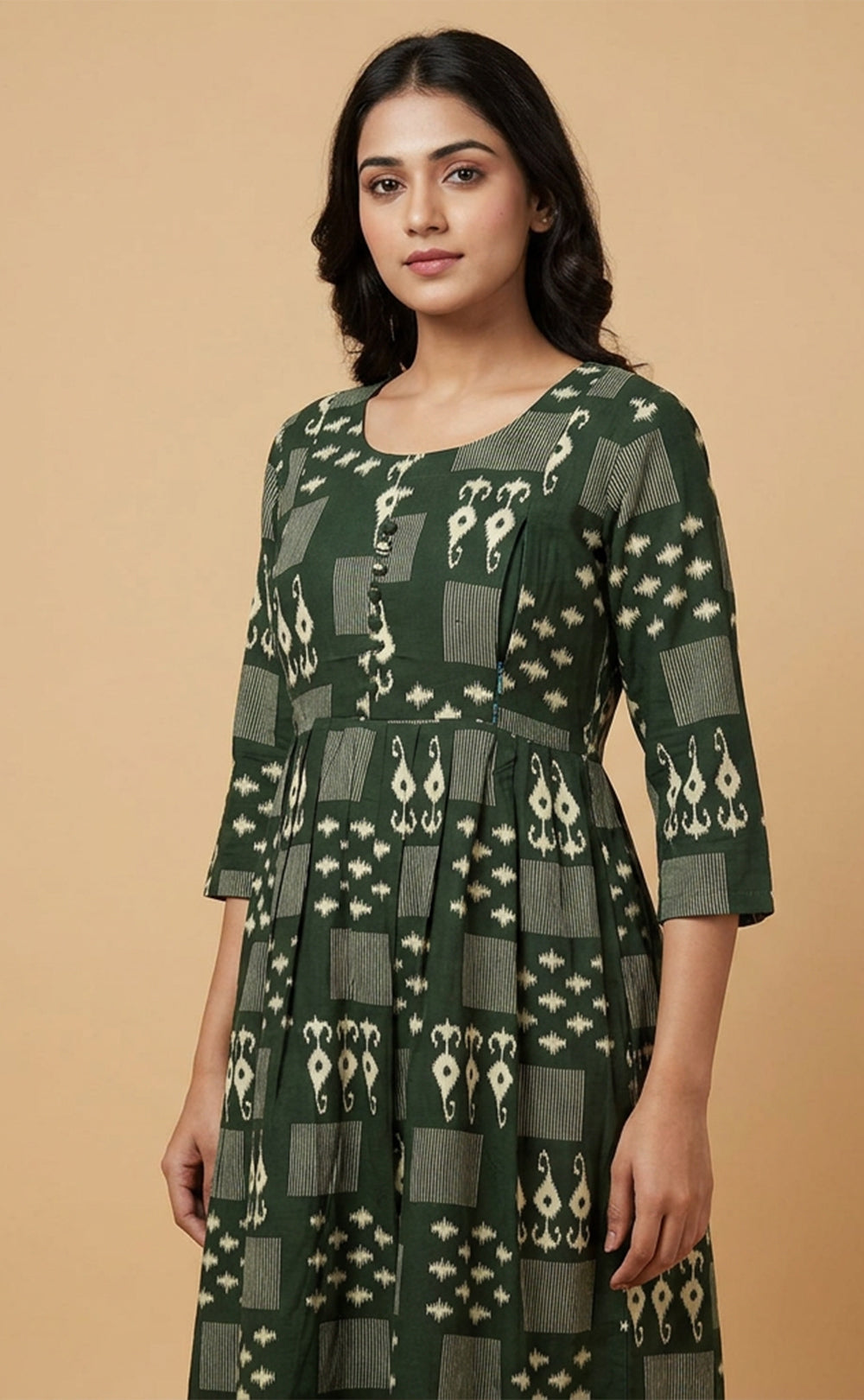 Green Rayon All-Over Printed Feeding Kurti