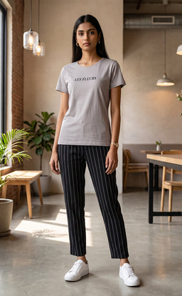 Grey And Black Plain Night Suit