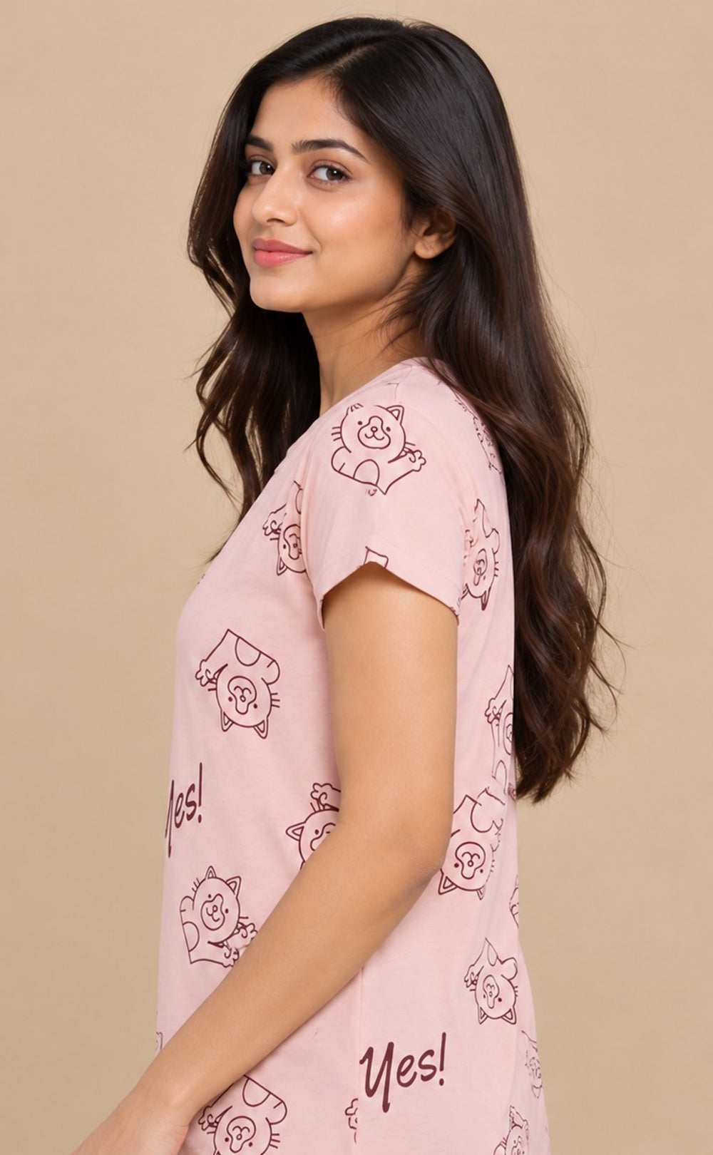 Light Pink Baniyan Cartoon Printed T-Shirt